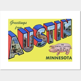 Greetings from Austin, Minnesota - Swine Capital of the World: Vintage Large Letter Postcard Posters and Art